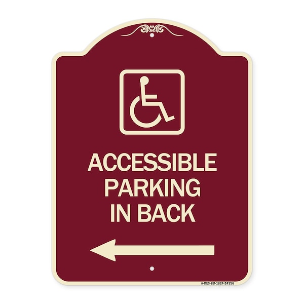 Accessible Parking on Left Arrow W/ Graphic Heavy-Gauge Aluminum Sign, 24" x 18", BU-1824-24356